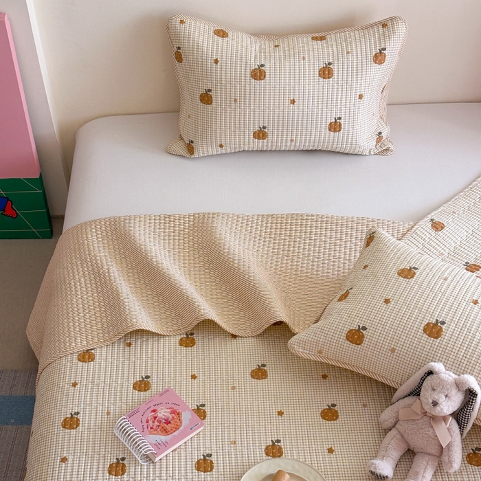 91家纺网 家纺一手货源 找家纺 琳可家居 2025新款13070印花款双面全棉全棉床盖 南瓜派