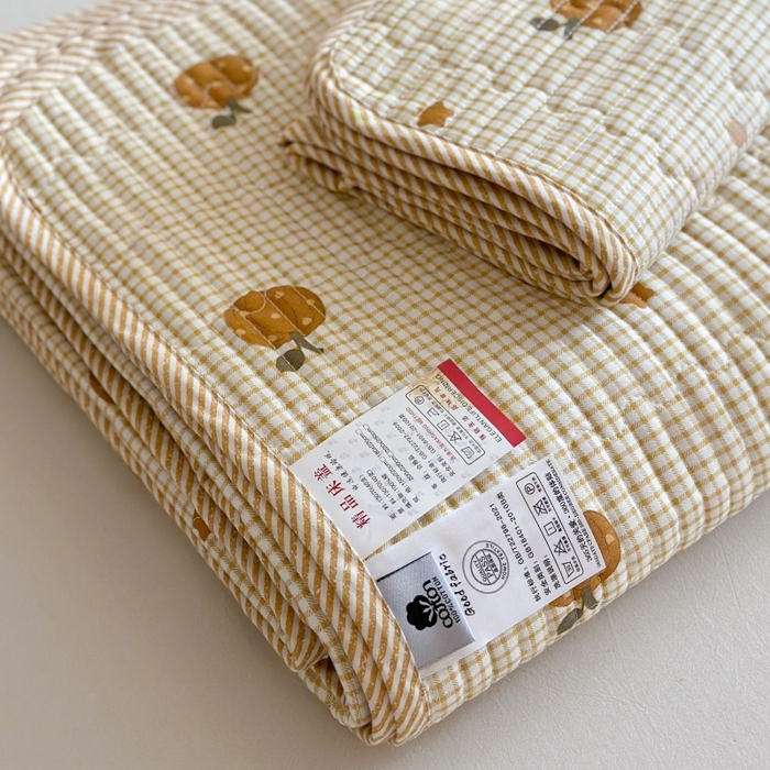 91家纺网 家纺一手货源 找家纺 琳可家居 2025新款13070印花款双面全棉全棉床盖 南瓜派