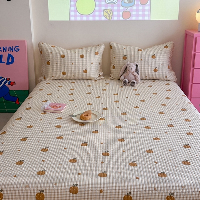 91家纺网 家纺一手货源 找家纺 琳可家居 2025新款13070印花款双面全棉全棉床盖 南瓜派