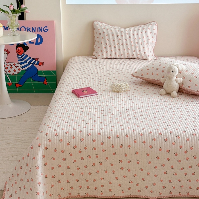 91家纺网 家纺一手货源 找家纺 琳可家居 2025新款13070印花款双面全棉全棉床盖 桃悦