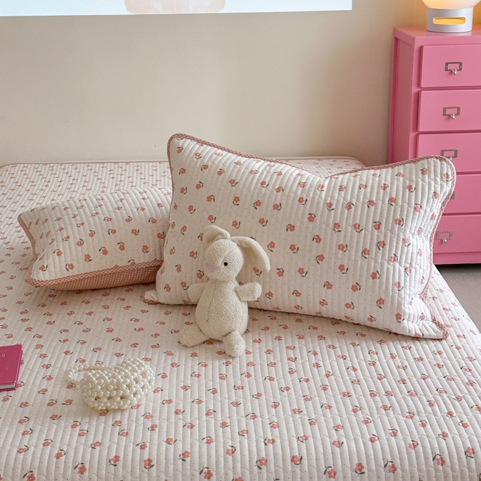 91家纺网 家纺一手货源 找家纺 琳可家居 2025新款13070印花款双面全棉全棉床盖 桃悦