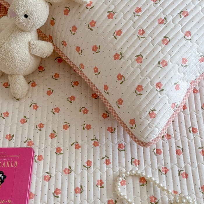 91家纺网 家纺一手货源 找家纺 琳可家居 2025新款13070印花款双面全棉全棉床盖 桃悦