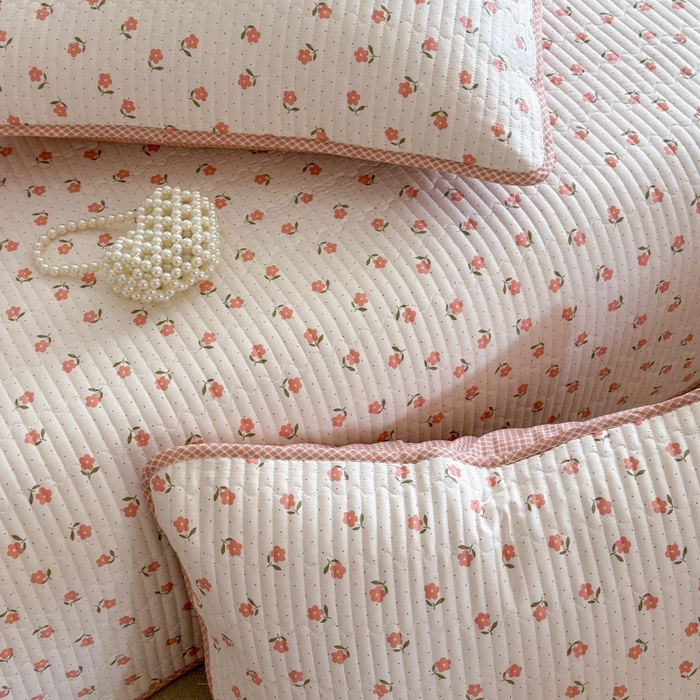 91家纺网 家纺一手货源 找家纺 琳可家居 2025新款13070印花款双面全棉全棉床盖 桃悦