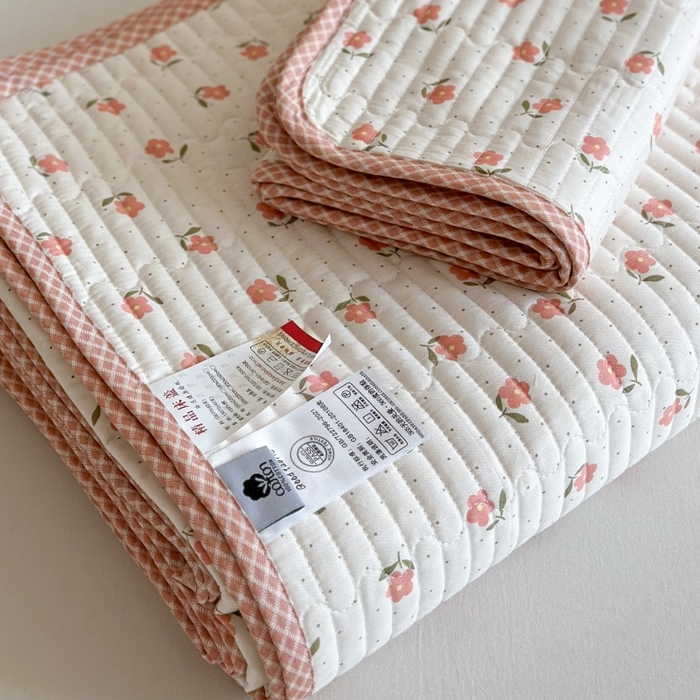 91家纺网 家纺一手货源 找家纺 琳可家居 2025新款13070印花款双面全棉全棉床盖 桃悦