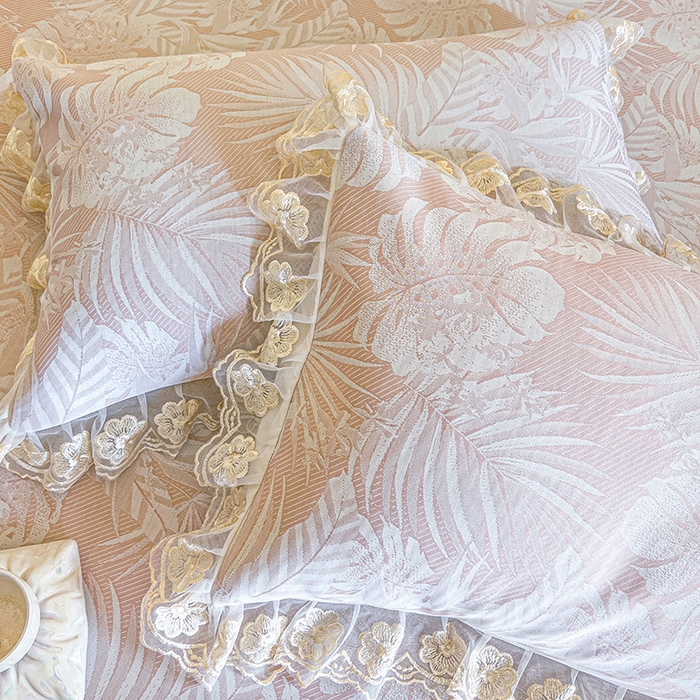 91家纺网 家纺一手货源 找家纺 （总）网红馆（ck家纺） 2025新款提花冰丝席床裙款凉席席子三件套-叶璃