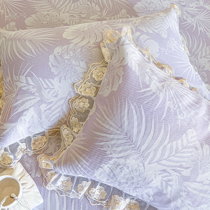 91家纺网 家纺一手货源 找家纺 网红馆（ck家纺） 2025新款提花冰丝席床裙款凉席席子三件套-叶璃 叶璃-紫