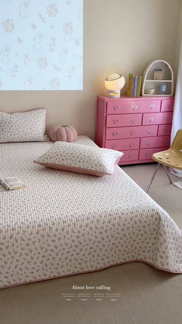 91家纺网 家纺一手货源 找家纺 琳可家居 2025新款13070印花款双面全棉全棉床盖 兰馨