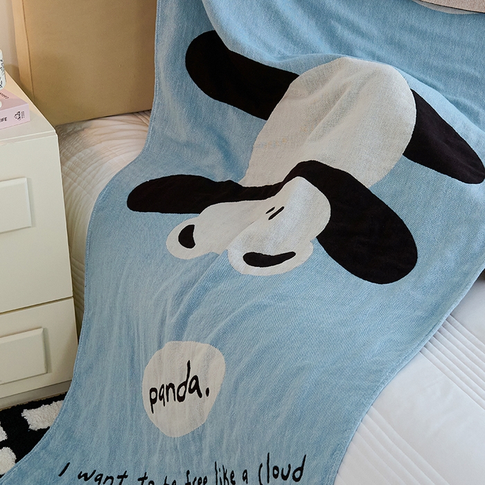 91家纺网 家纺一手货源 找家纺 悦然毛巾被 2025新款A类全棉纯棉四层纱布浴巾 功夫熊 75x160cm