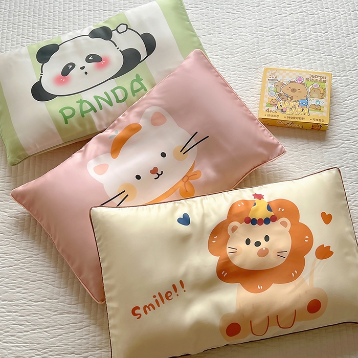 百寐 2025新款A类母婴级60s天丝大版卡通数码印花儿童枕套 组合图仅供展示