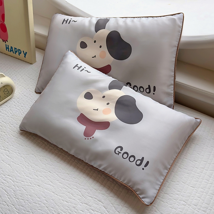 百寐 2025新款A类母婴级60s天丝大版卡通数码印花儿童枕套 围巾狗狗