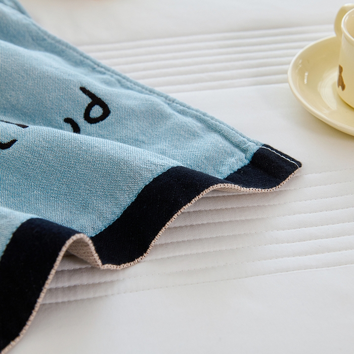 91家纺网 家纺一手货源 找家纺 悦然毛巾被 2025新款A类全棉纯棉四层纱布浴巾 功夫熊 75x160cm