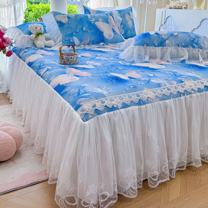 91家纺网 家纺一手货源 找家纺 （总）罗艺轩 2025新款冰丝5D印花床裙凉席席子