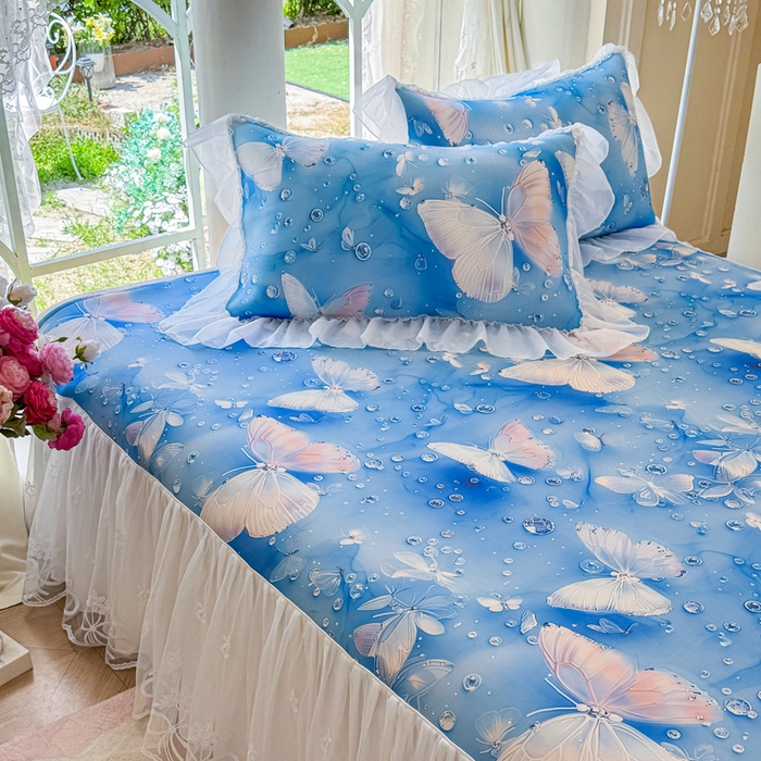 91家纺网 家纺一手货源 找家纺 （总）罗艺轩 2025新款冰丝5D印花床裙凉席席子