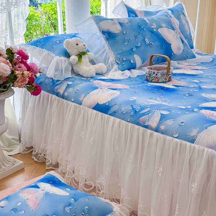 91家纺网 家纺一手货源 找家纺 （总）罗艺轩 2025新款冰丝5D印花床裙凉席席子