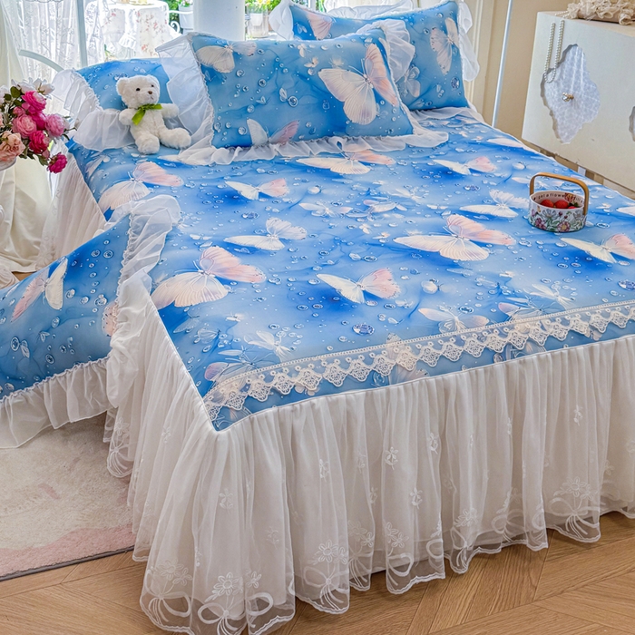 91家纺网 家纺一手货源 找家纺 （总）罗艺轩 2025新款冰丝5D印花床裙凉席席子