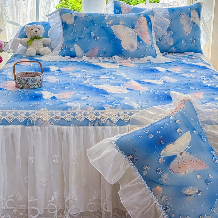 91家纺网 家纺一手货源 找家纺 （总）罗艺轩 2025新款冰丝5D印花床裙凉席席子