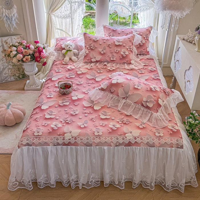 91家纺网 家纺一手货源 找家纺 （总）罗艺轩 2025新款冰丝5D印花床裙凉席席子