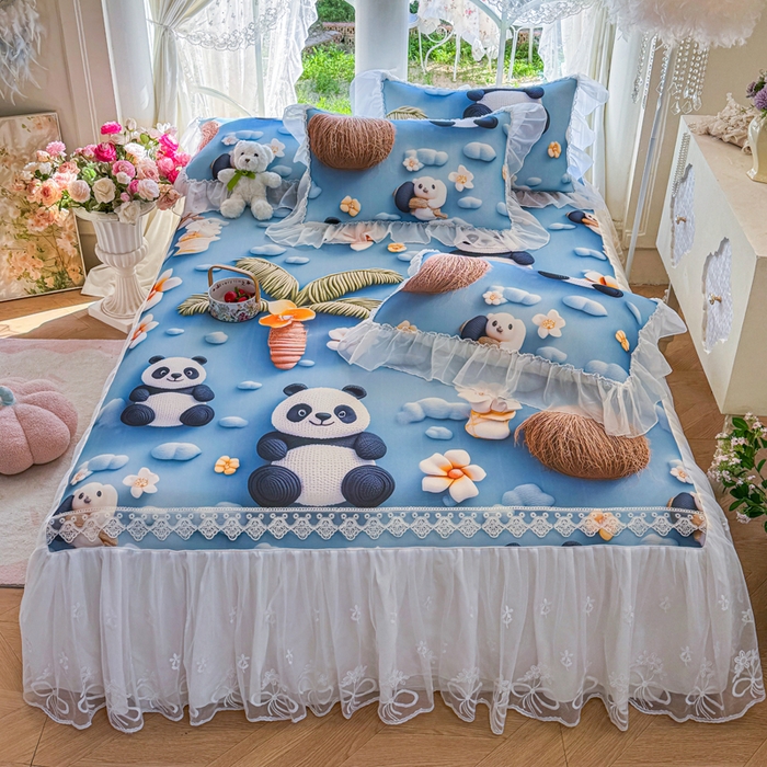 91家纺网 家纺一手货源 找家纺 （总）罗艺轩 2025新款冰丝5D印花床裙凉席席子