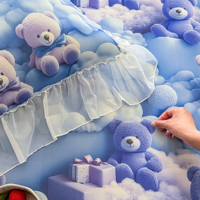 91家纺网 家纺一手货源 找家纺 罗艺轩 2025新款冰丝5D印花床裙凉席席子 星空熊