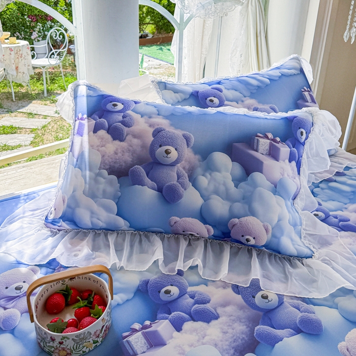 91家纺网 家纺一手货源 找家纺 罗艺轩 2025新款冰丝5D印花床裙凉席席子 星空熊