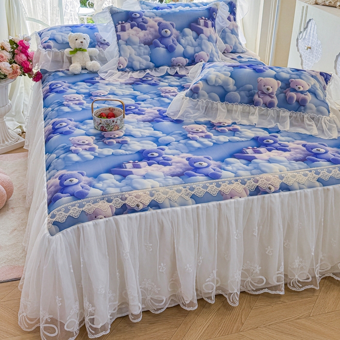 91家纺网 家纺一手货源 找家纺 罗艺轩 2025新款冰丝5D印花床裙凉席席子 星空熊