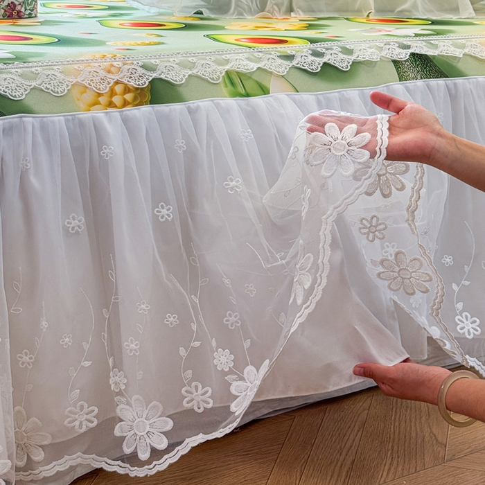 91家纺网 家纺一手货源 找家纺 罗艺轩 2025新款冰丝5D印花床裙凉席席子 牛油果绿