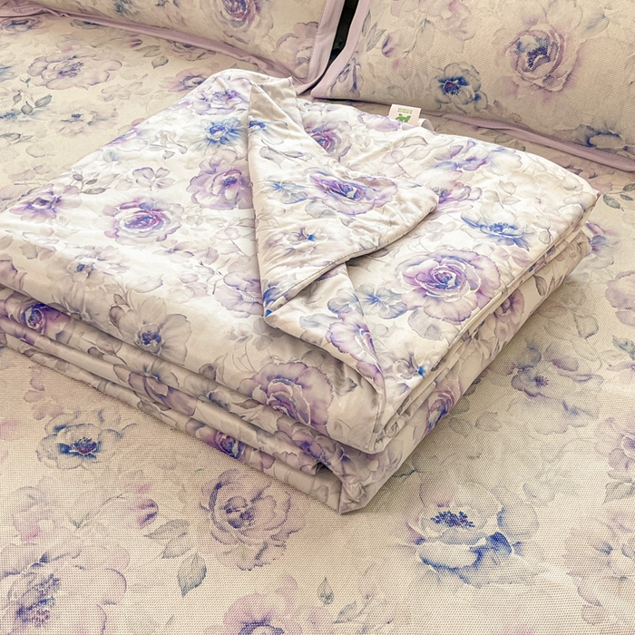 91家纺网 家纺一手货源 找家纺 （总）安哆啦家纺 2025新款A类印花冰藤凉席针织棉牛奶丝夏被夏凉被空调被四件套