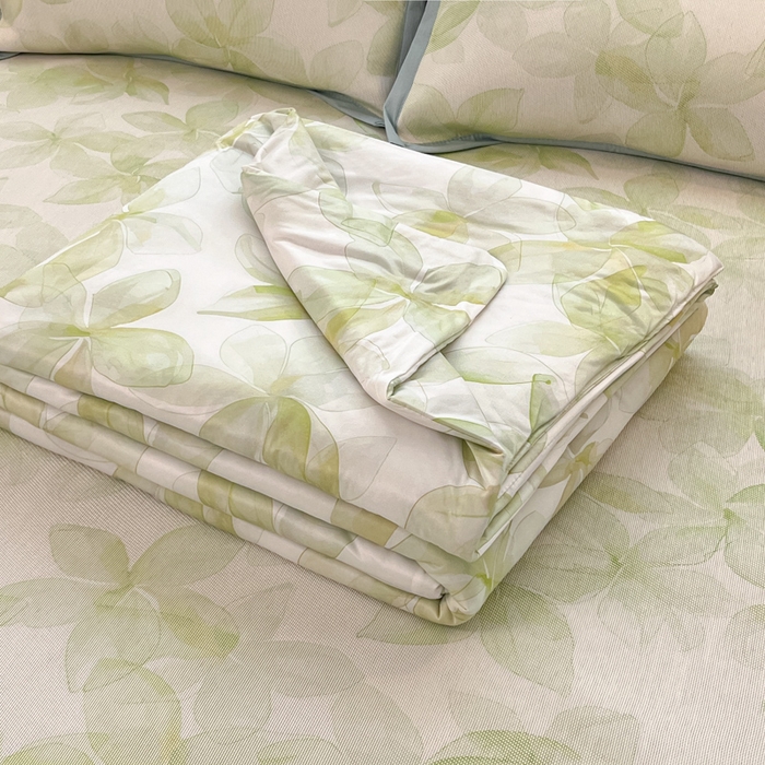 91家纺网 家纺一手货源 找家纺 安哆啦家纺 2025新款A类印花冰藤凉席针织棉牛奶丝夏被夏凉被空调被四件套 清新怡人