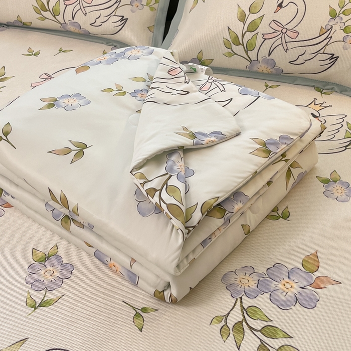 91家纺网 家纺一手货源 找家纺 （总）安哆啦家纺 2025新款A类印花冰藤凉席针织棉牛奶丝夏被夏凉被空调被四件套