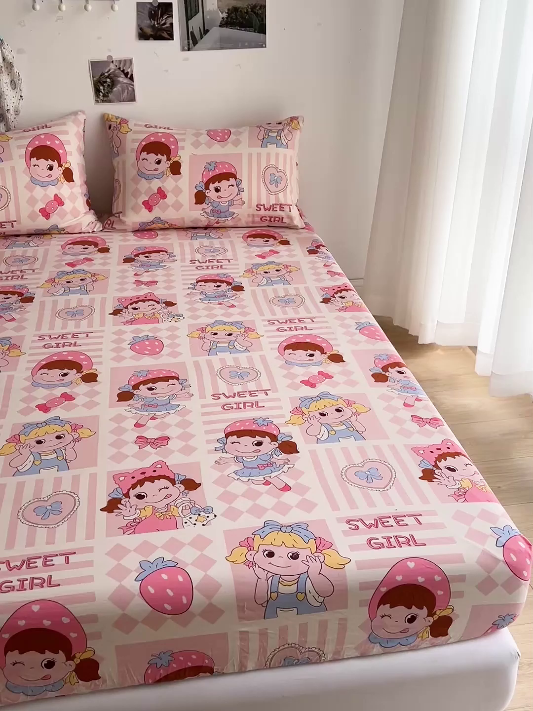 91家纺网 家纺一手货源 找家纺 罗亿家纺 2025新款卡通水洗云朵棉110g单床笠 不二公主