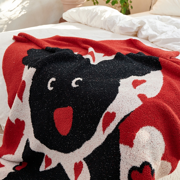 91家纺网 家纺一手货源 找家纺 暖绵绵2025新款半边绒涤纶混纺毯子抱枕套 米洛奇