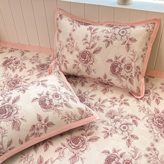 91家纺网 家纺一手货源 找家纺 安哆啦家纺 2025新款A类印花冰藤凉席针织棉牛奶丝夏被夏凉被空调被四件套 古韵花香