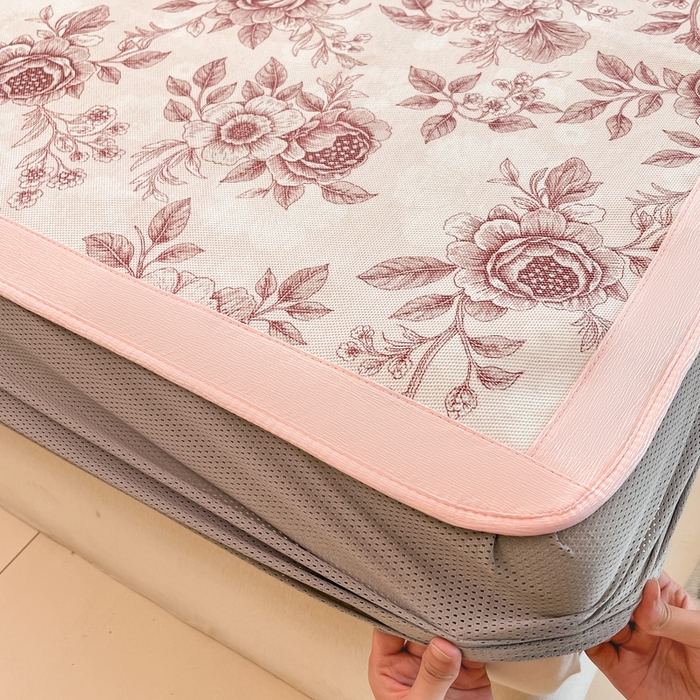 91家纺网 家纺一手货源 找家纺 安哆啦家纺 2025新款A类印花冰藤凉席针织棉牛奶丝夏被夏凉被空调被四件套 古韵花香