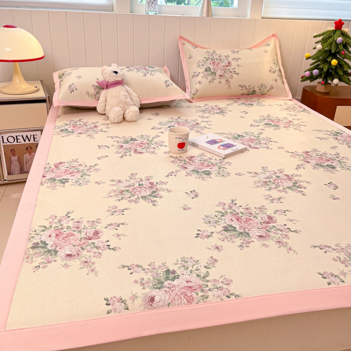 91家纺网 家纺一手货源 找家纺 安哆啦家纺 2025新款A类印花冰藤凉席针织棉牛奶丝夏被夏凉被空调被四件套 花海