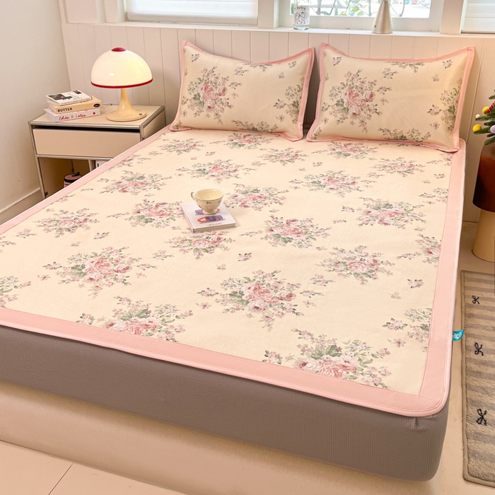 91家纺网 家纺一手货源 找家纺 安哆啦家纺 2025新款A类印花冰藤凉席针织棉牛奶丝夏被夏凉被空调被四件套 花海