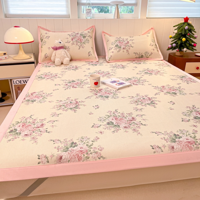 91家纺网 家纺一手货源 找家纺 安哆啦家纺 2025新款A类印花冰藤凉席针织棉牛奶丝夏被夏凉被空调被四件套 花海