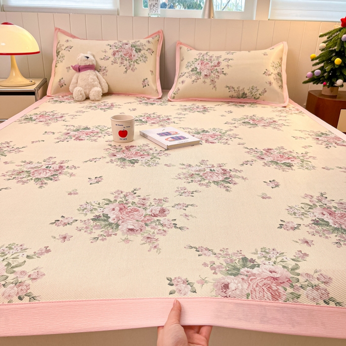 91家纺网 家纺一手货源 找家纺 安哆啦家纺 2025新款A类印花冰藤凉席针织棉牛奶丝夏被夏凉被空调被四件套 花海