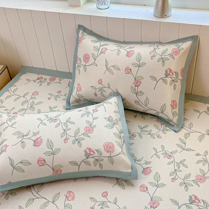 91家纺网 家纺一手货源 找家纺 安哆啦家纺 2025新款A类印花冰藤凉席针织棉牛奶丝夏被夏凉被空调被四件套 花枝