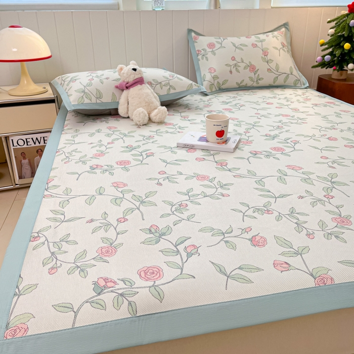 91家纺网 家纺一手货源 找家纺 安哆啦家纺 2025新款A类印花冰藤凉席针织棉牛奶丝夏被夏凉被空调被四件套 花枝