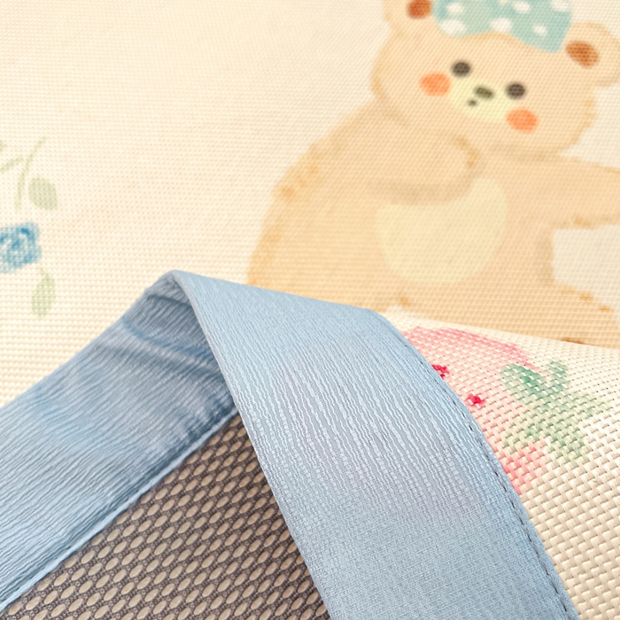 91家纺网 家纺一手货源 找家纺 安哆啦家纺 2025新款A类印花冰藤凉席针织棉牛奶丝夏被夏凉被空调被四件套 蓝花小熊