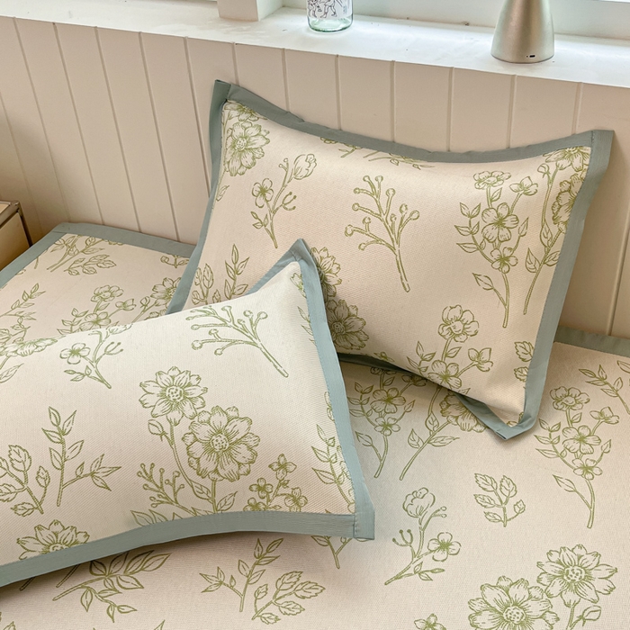 91家纺网 家纺一手货源 找家纺 安哆啦家纺 2025新款A类印花冰藤凉席针织棉牛奶丝夏被夏凉被空调被四件套 绿意