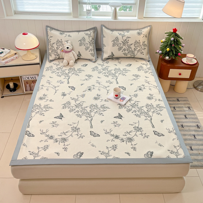 91家纺网 家纺一手货源 找家纺 安哆啦家纺 2025新款A类印花冰藤凉席针织棉牛奶丝夏被夏凉被空调被四件套 梦蝶