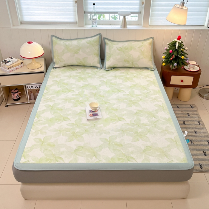 91家纺网 家纺一手货源 找家纺 安哆啦家纺 2025新款A类印花冰藤凉席针织棉牛奶丝夏被夏凉被空调被四件套 清新怡人