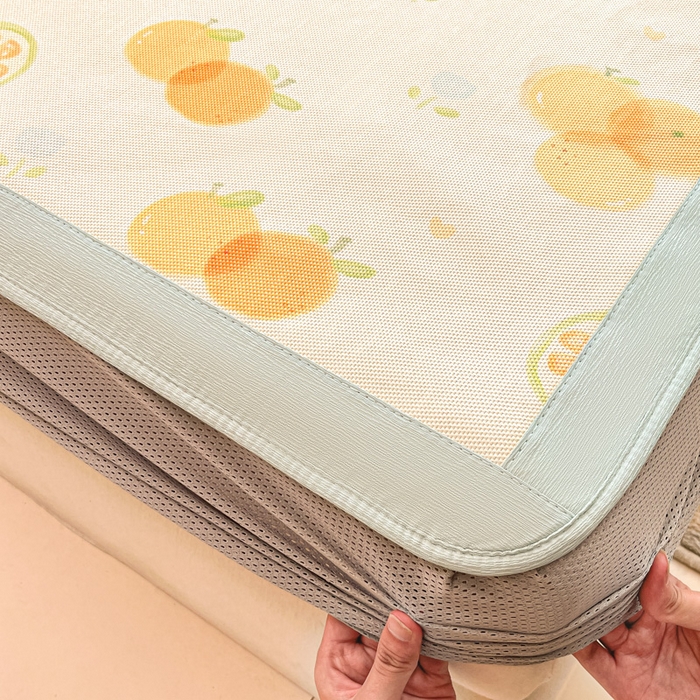 91家纺网 家纺一手货源 找家纺 安哆啦家纺 2025新款A类印花冰藤凉席针织棉牛奶丝夏被夏凉被空调被四件套 小橘子