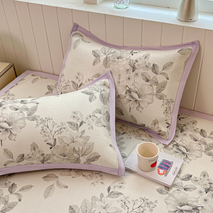 91家纺网 家纺一手货源 找家纺 安哆啦家纺 2025新款A类印花冰藤凉席针织棉牛奶丝夏被夏凉被空调被四件套 写意人生