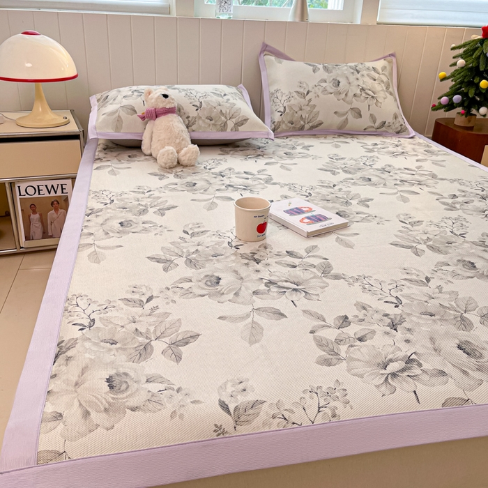 91家纺网 家纺一手货源 找家纺 安哆啦家纺 2025新款A类印花冰藤凉席针织棉牛奶丝夏被夏凉被空调被四件套 写意人生