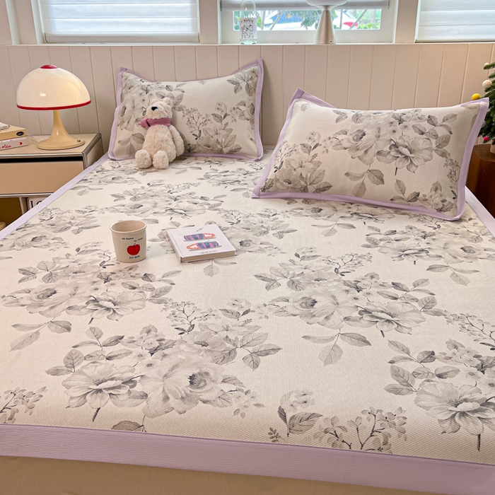 91家纺网 家纺一手货源 找家纺 安哆啦家纺 2025新款A类印花冰藤凉席针织棉牛奶丝夏被夏凉被空调被四件套 写意人生