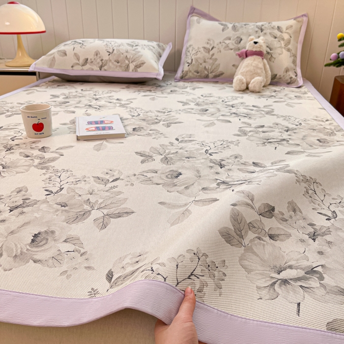 91家纺网 家纺一手货源 找家纺 安哆啦家纺 2025新款A类印花冰藤凉席针织棉牛奶丝夏被夏凉被空调被四件套 写意人生