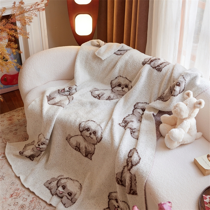 暖绵绵2025新款半边绒涤纶混纺毯子抱枕套 波蒂