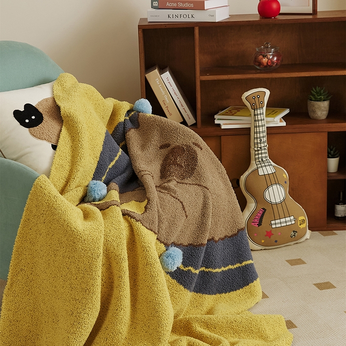 暖绵绵2025新款半边绒涤纶混纺毯子抱枕套 布维德